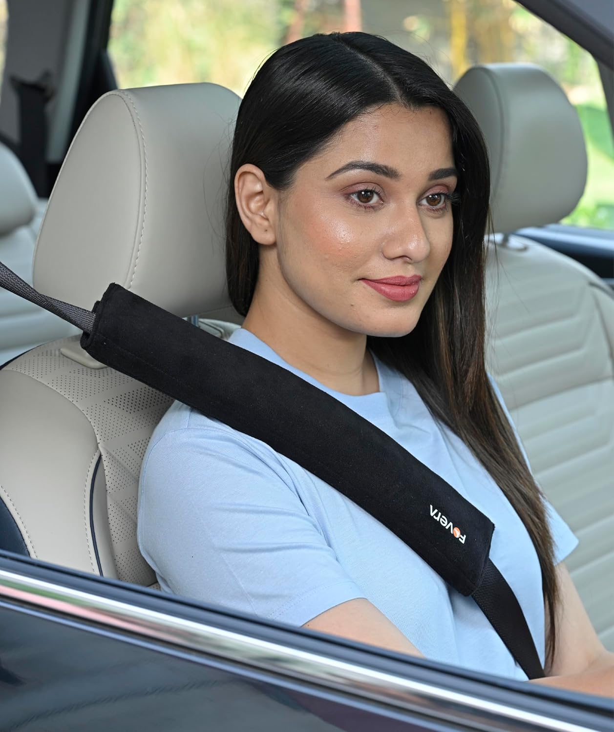 FOVERA Car Seat Belt Shoulder Pads Car Safety Belt Soft Pad Cover for Comfortable Driving